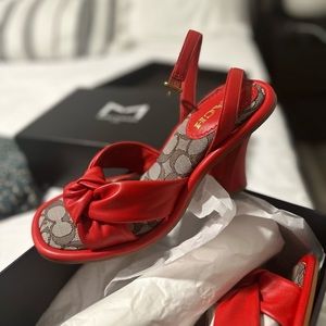 COACH Quincey Signature Logo Ankle Strap Dress Sandals